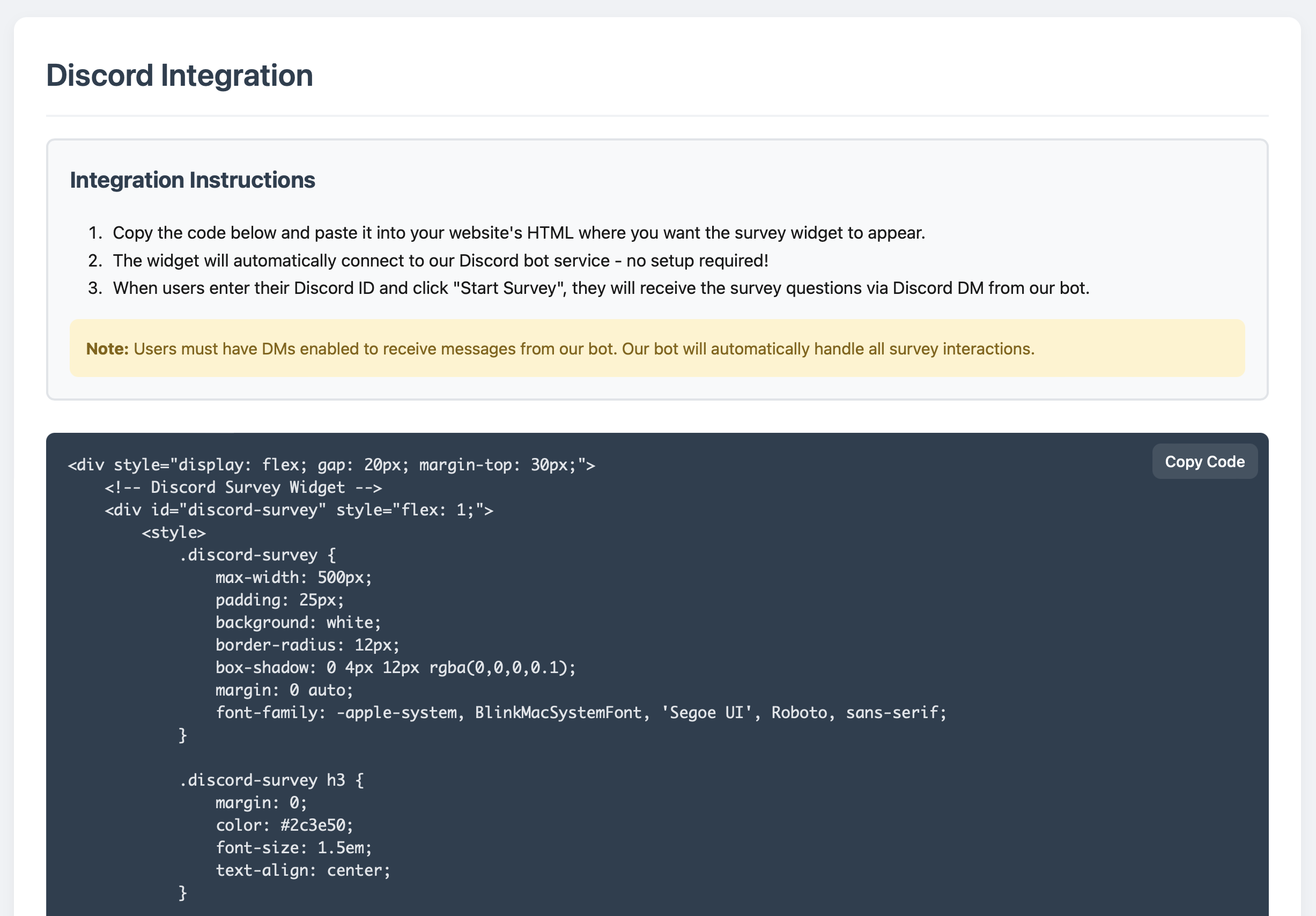 JS Widget generation and embed flow