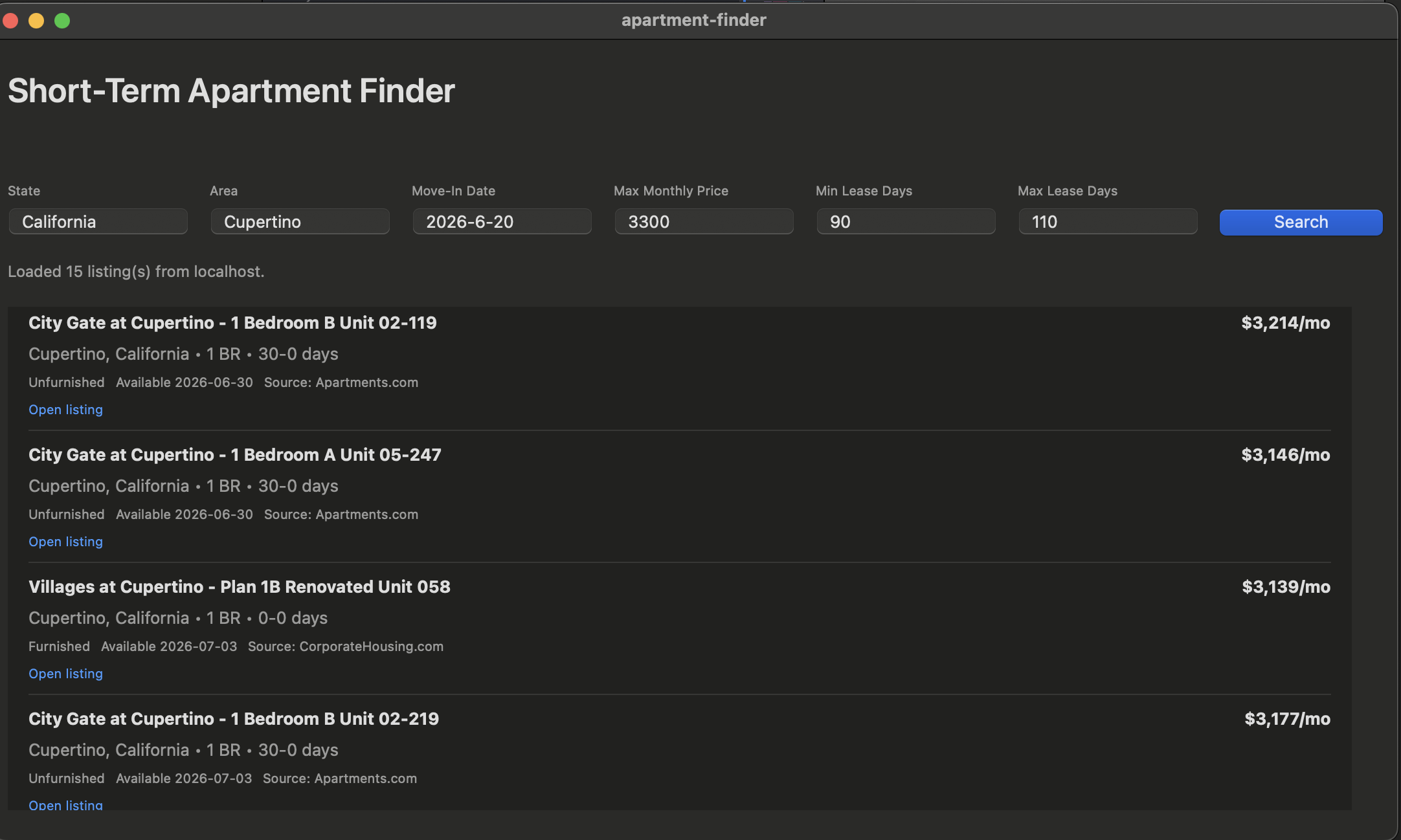 Swift results frontend
